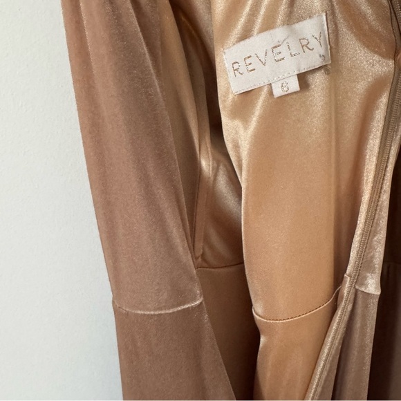 Revelry Velvet Cowl Back Gown Champagne Size 6 Formal Holiday luxe - Picture 5 of 7